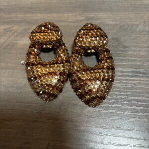 Bellini by Formart clip earrings statement runway gold copper sequins dangles